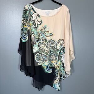 Dana Buchman Paisley Chiffon Kimono Style Kaftan Top - XXL - Women's Plus Size